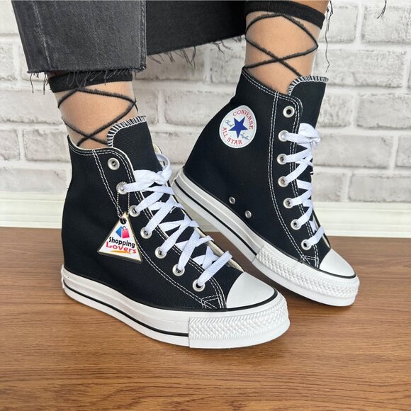 ⭐Converse Chuck Taylor Wedge Platform Sz 9.5 Womens Shoes Sneakers Black A11909C - Picture 3 of 8
